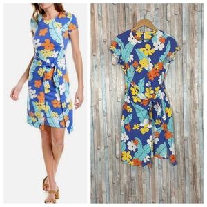 J McLaughlin M Signature Catalina Cloth Havana Wrap Dress Bright Tropical Print
